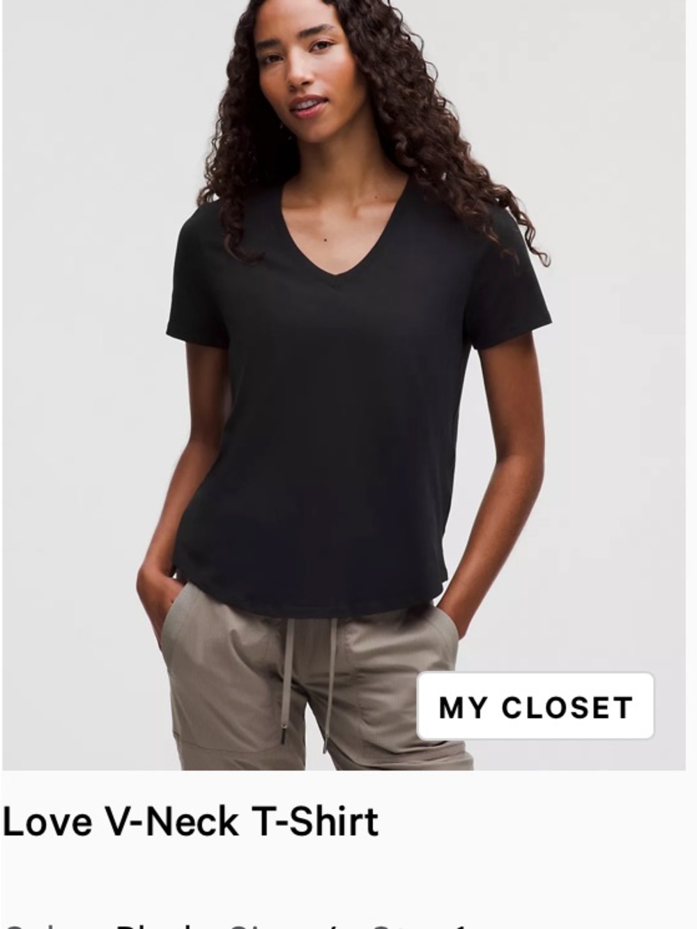 lululemon athletica Black Love V-Neck Short Sleeve Tee